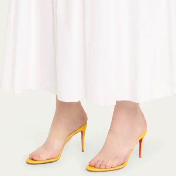 Christian Louboutin Shoes - CHRISTIAN LOUBOUTIN JUST NOTHING CLEAR SLIDE MULE SANDALS YELLOW SIZE 38.5 NWT